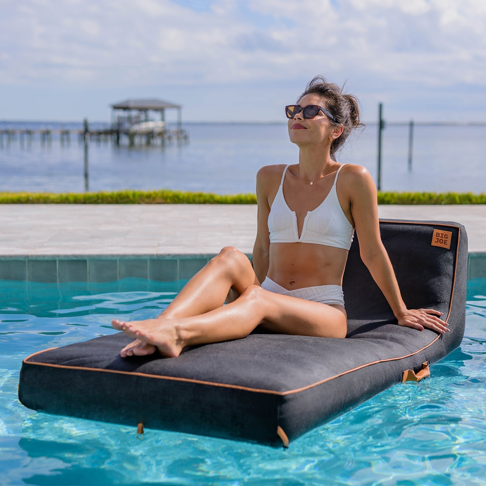 Big Joe Lux Inflatable Chaise Pool Lounger with Sunbrella Fabric — modern vacation wear essentials at Sun of the Beach Boutique
