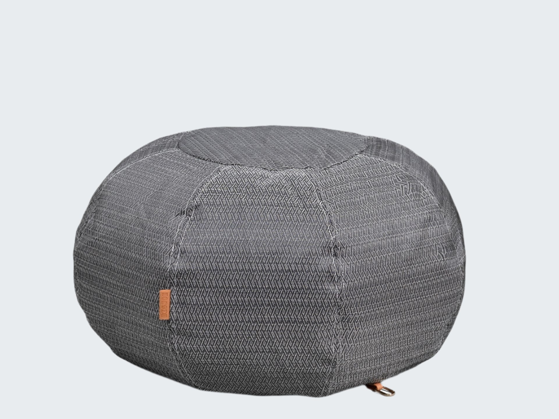 Gray textured bean bag chair on a white background