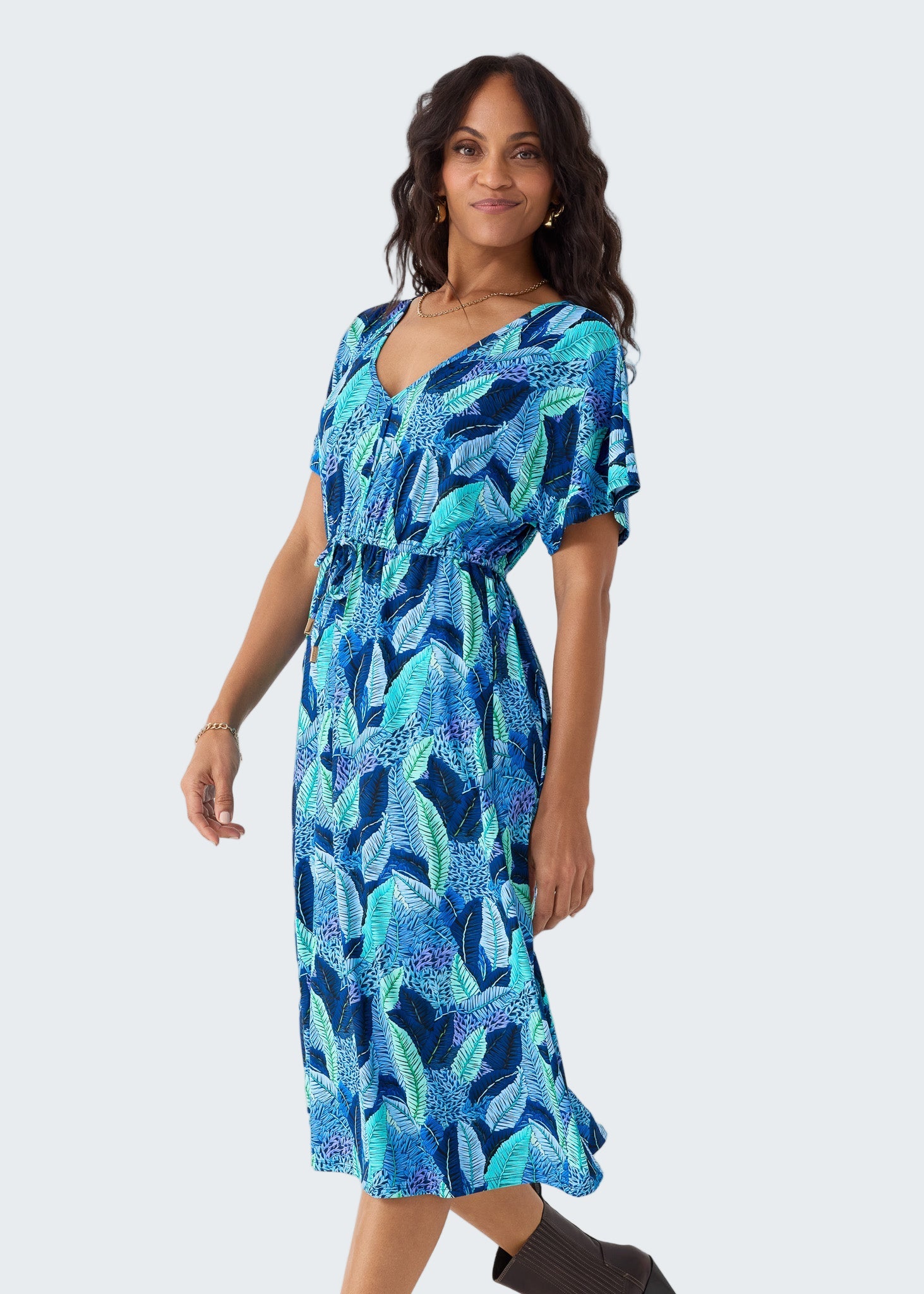 Cabana Life - Myers Tie Waist Midi Dress - Blue
