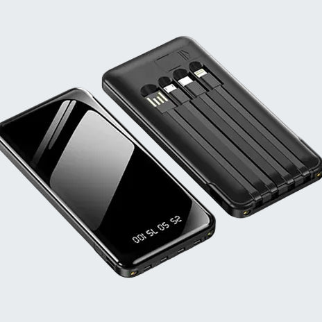 Black electronic device with a cover on a white background