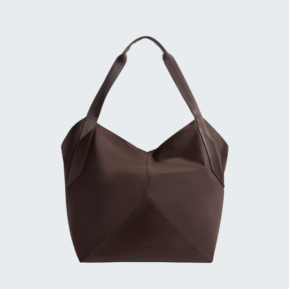 Brown handbag on a white background