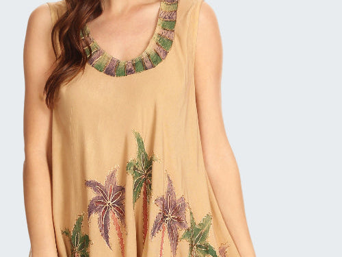 tan palm tree dress