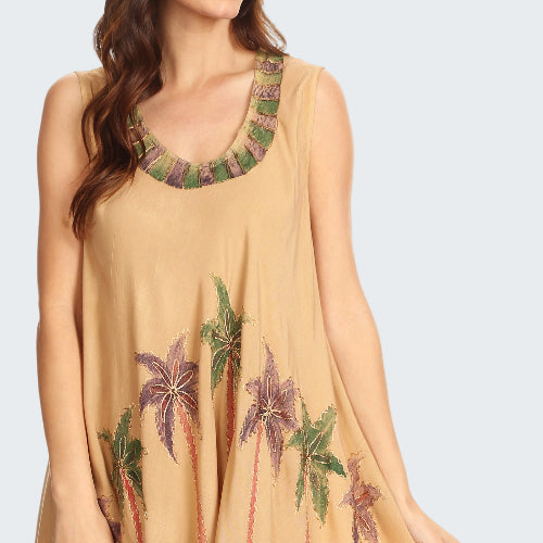 tan palm tree dress