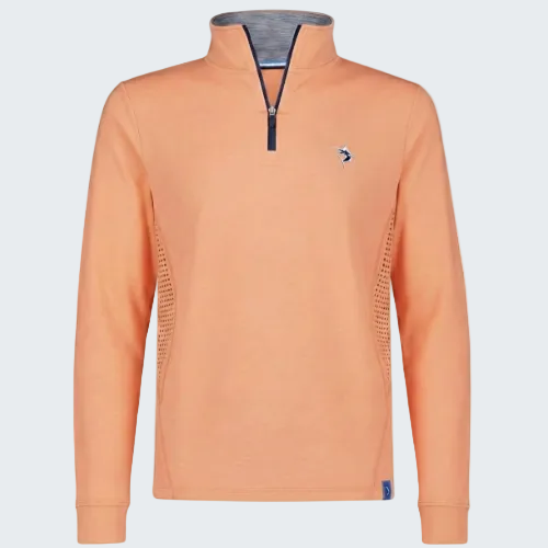Orange long-sleeve shirt with a brand logo on a white background