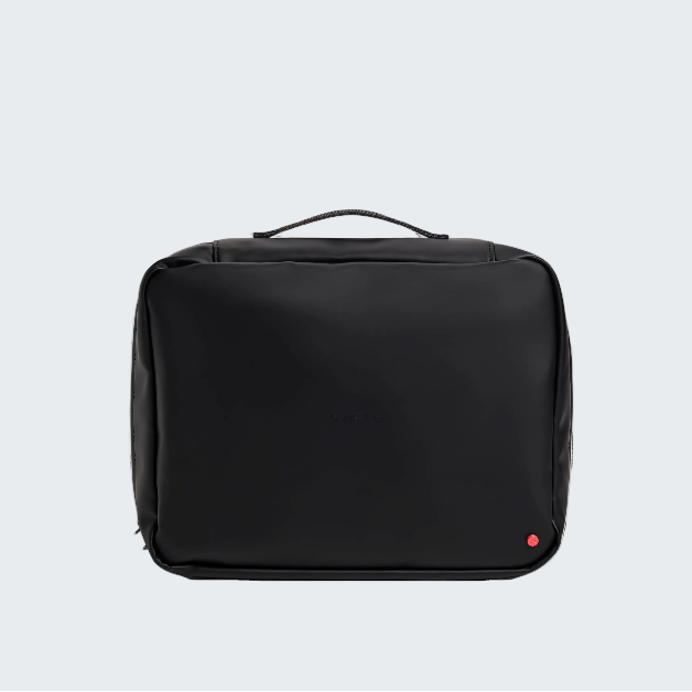 Black travel bag on a white background