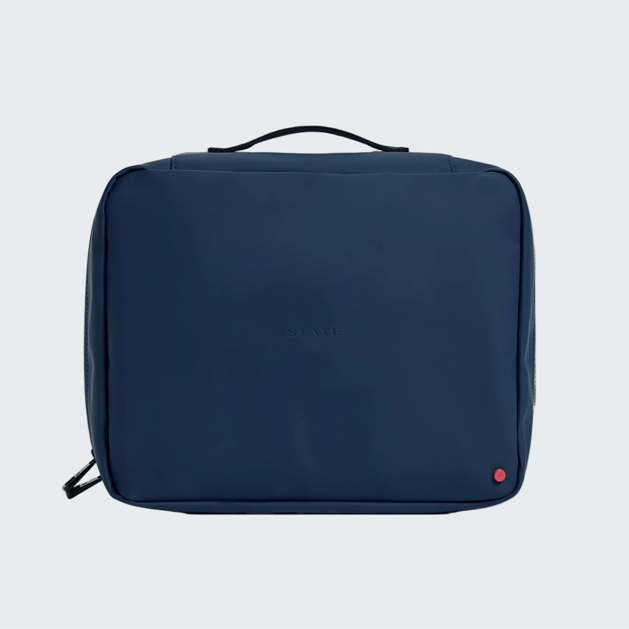 Navy blue suitcase on a white background