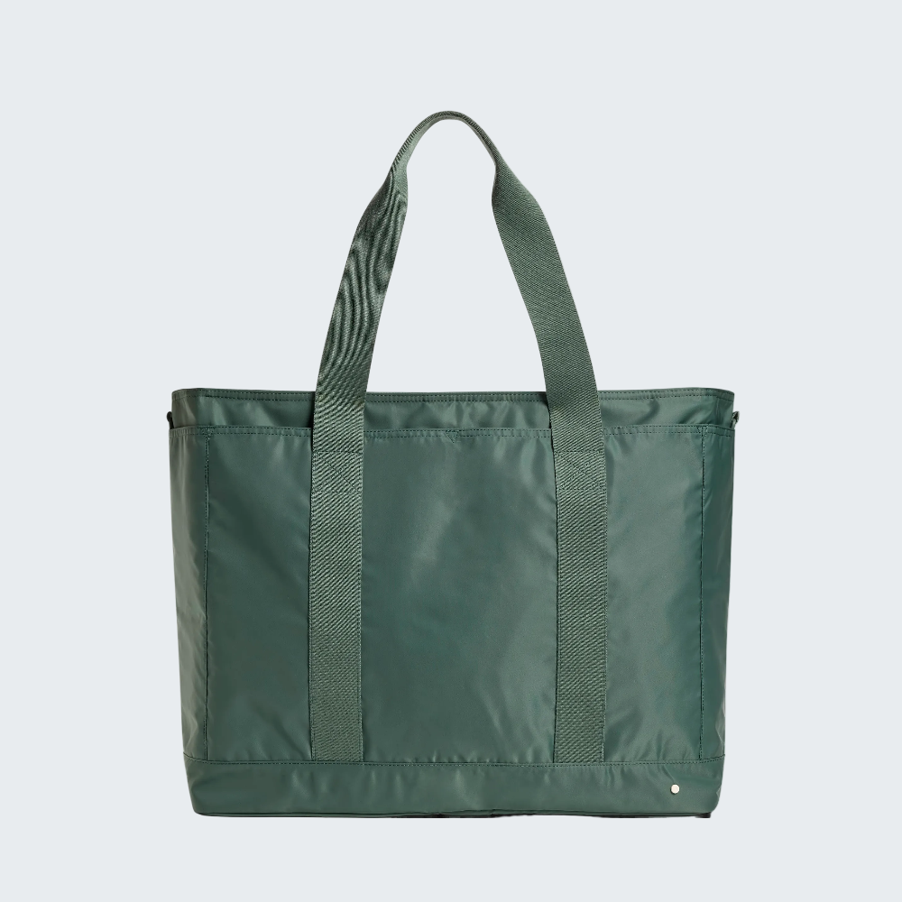 Green tote bag on a white background