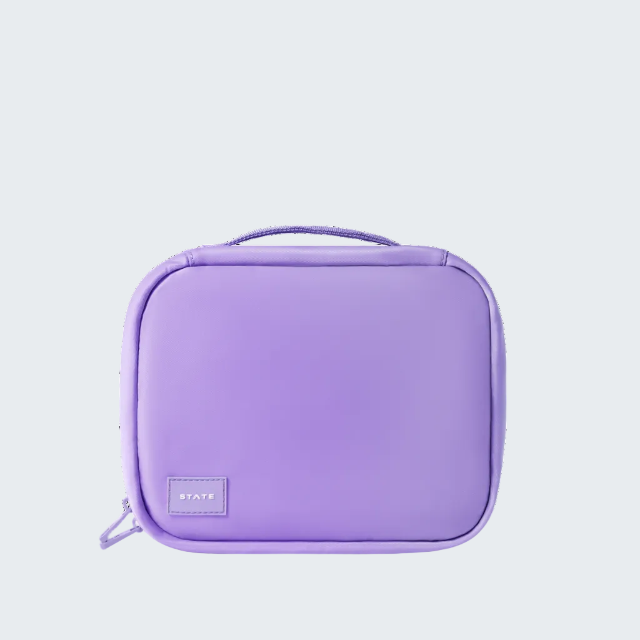 Purple travel case on a white background