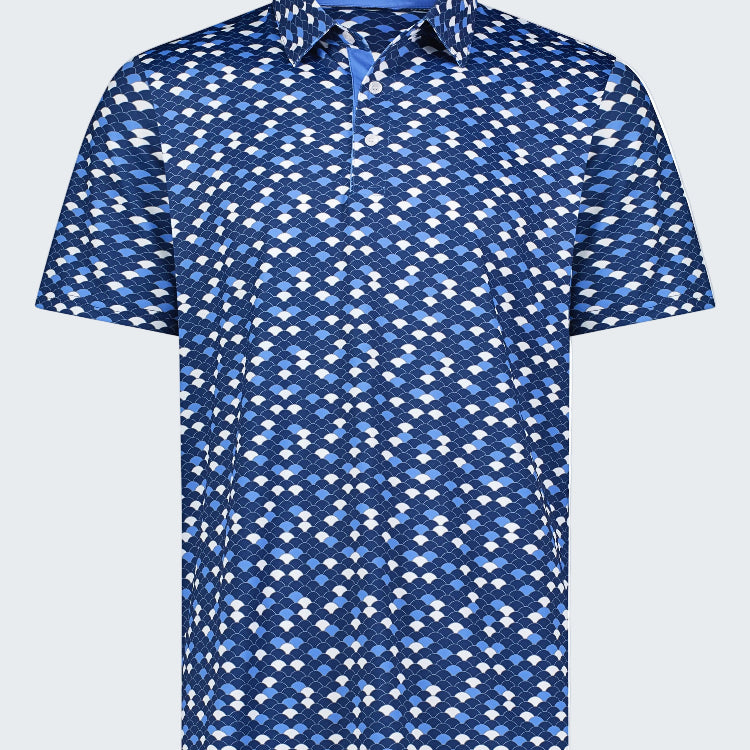 Blue patterned shirt on a white background