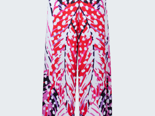 Colorful patterned pants on a white background