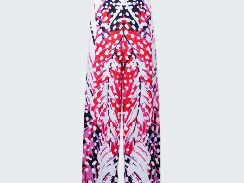 Colorful patterned pants on a white background