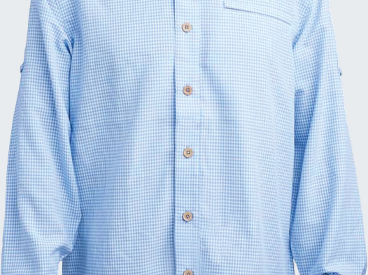 Light blue checkered shirt on a white background