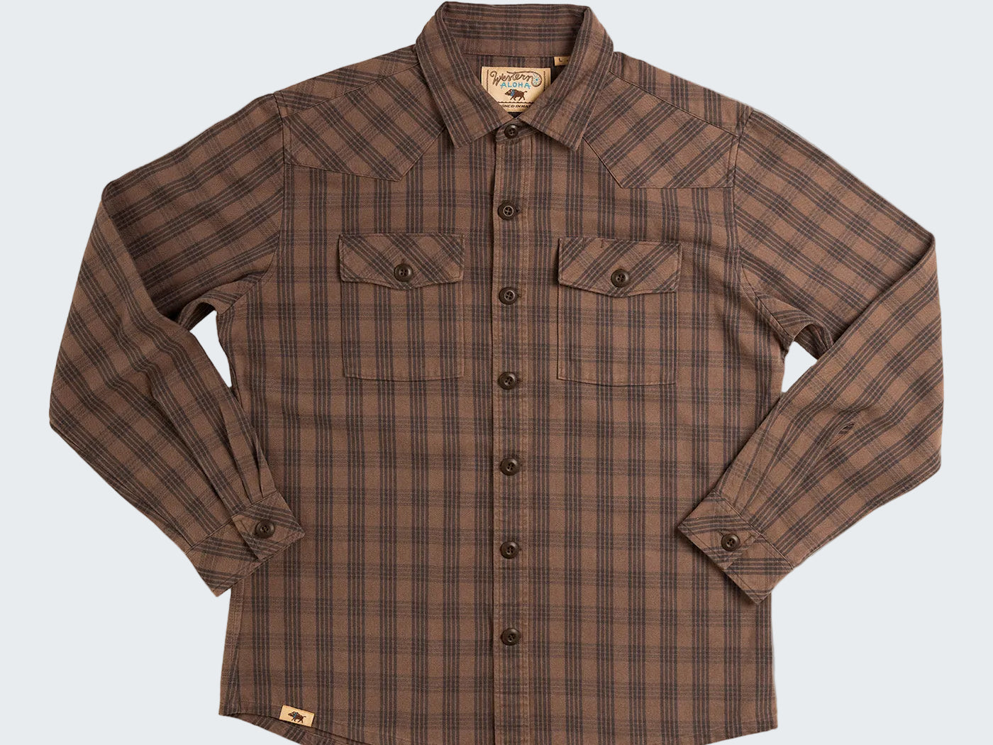 Brown plaid shirt on a white background