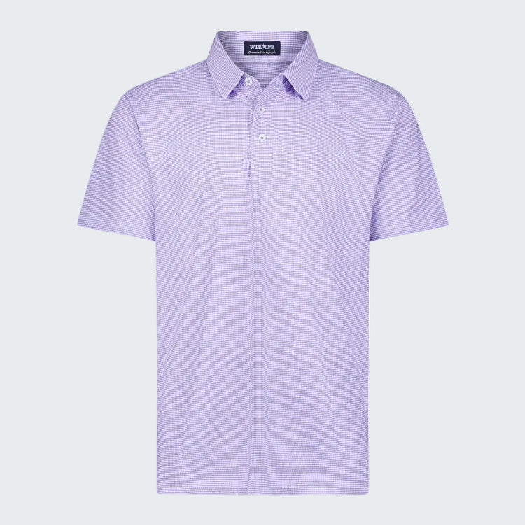 Purple checkered shirt on a white background