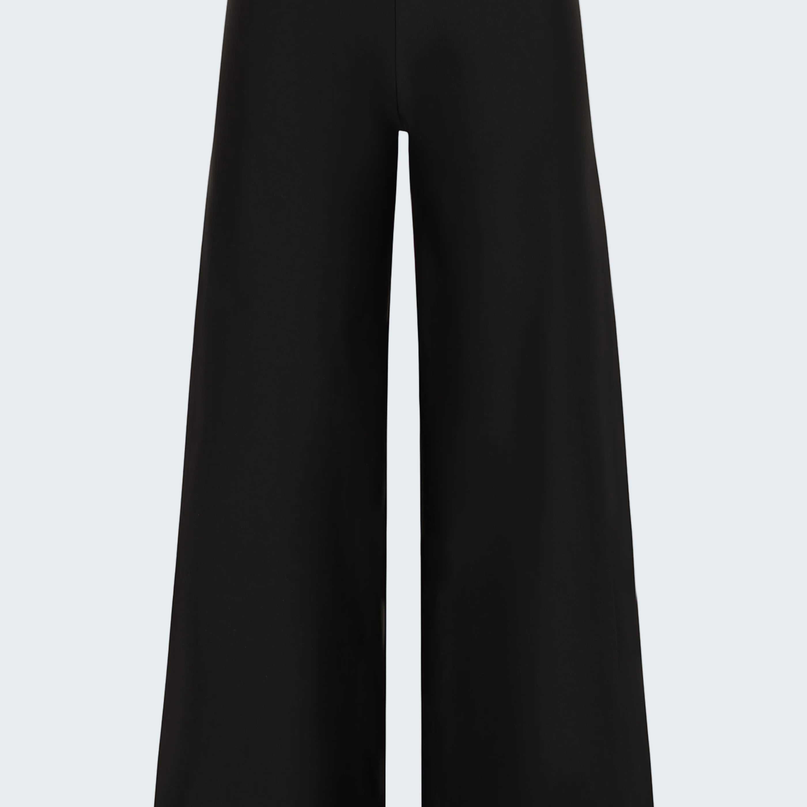 Black wide-leg pants on a white background