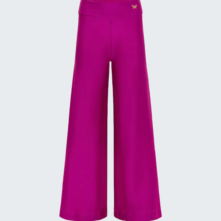 Fuchsia wide-leg pants on a white background