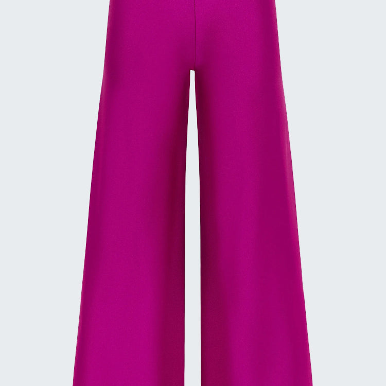Fuchsia wide-leg pants on a white background
