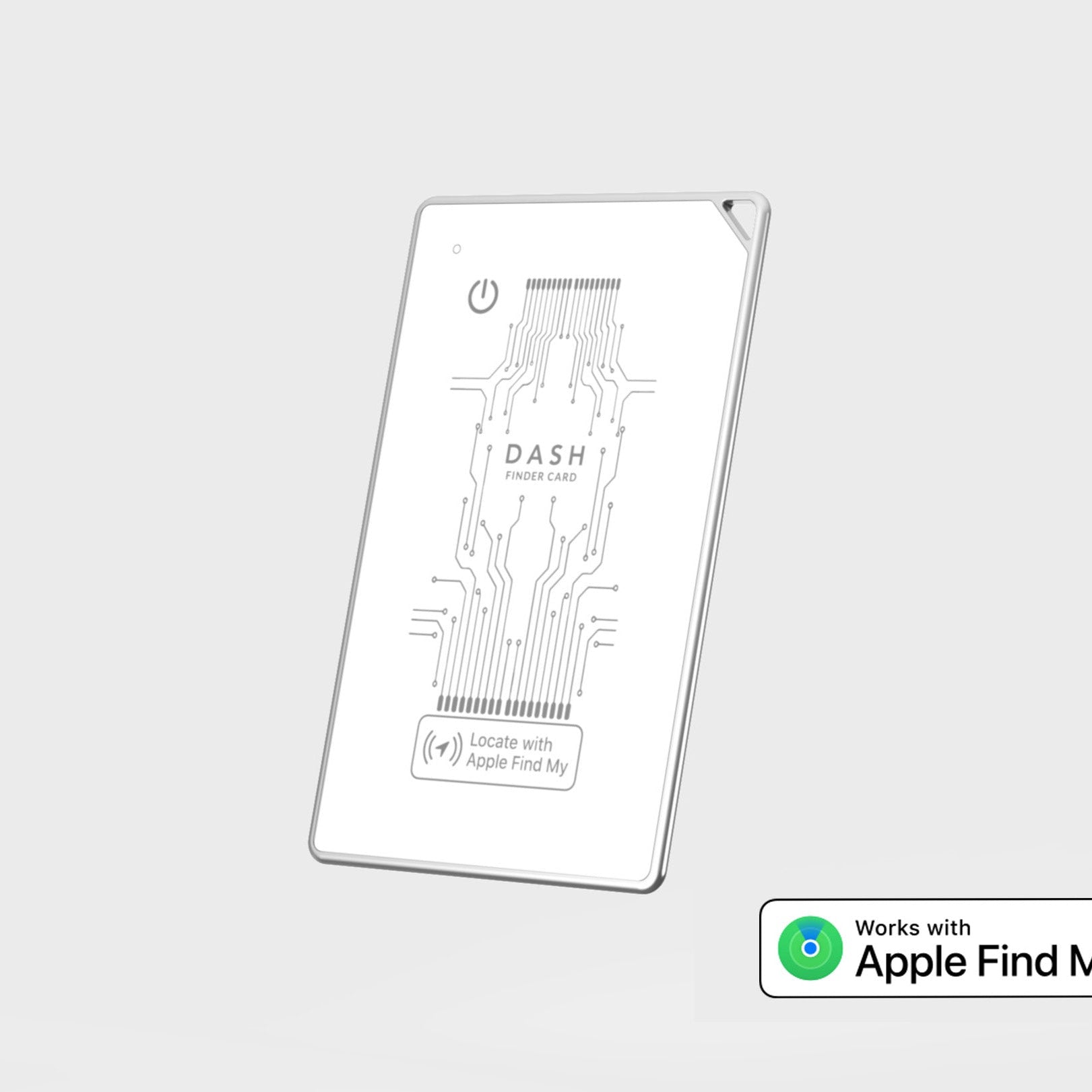White electronic device with 'DASH' branding on a light gray background