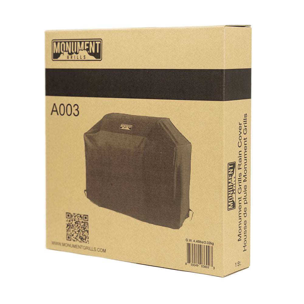 Grill cover packaging with branding and product details.