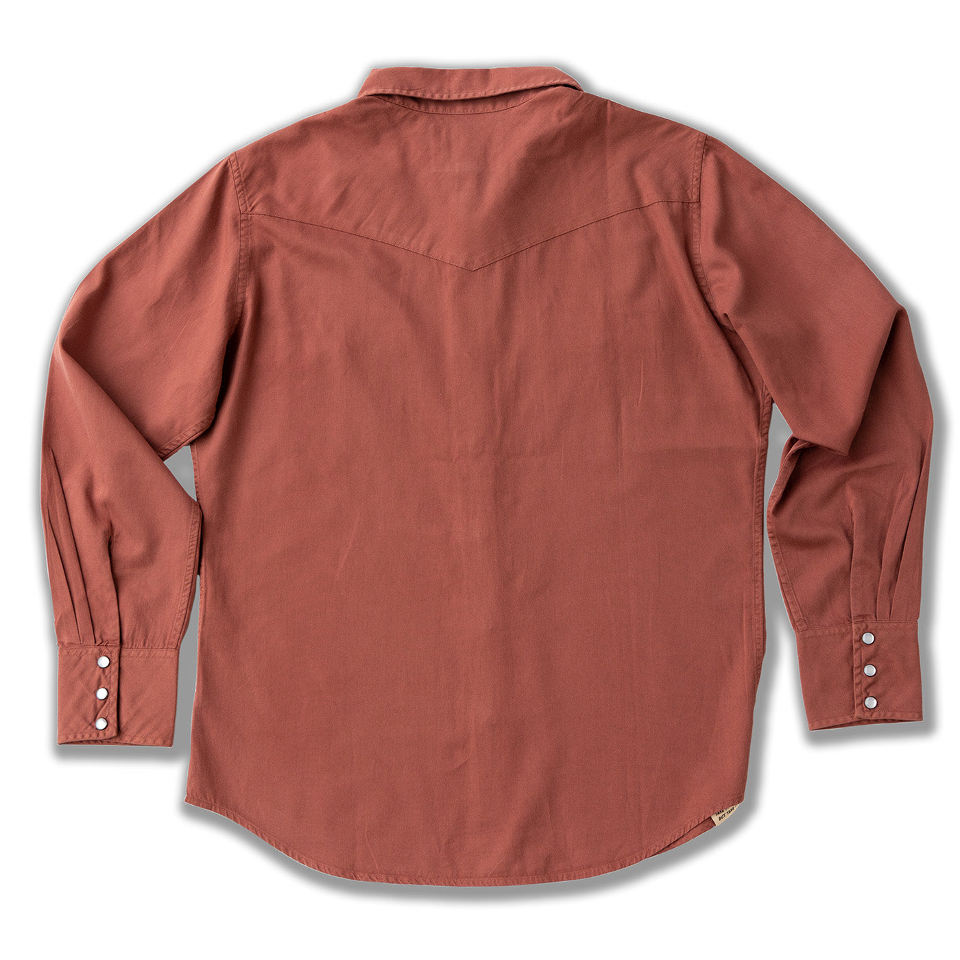 Brown button-up shirt on a white background