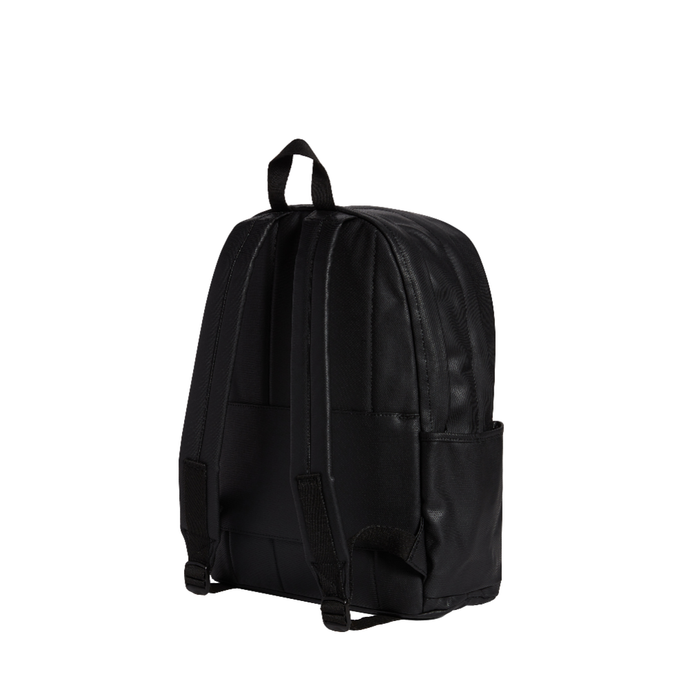 Black backpack on a white background