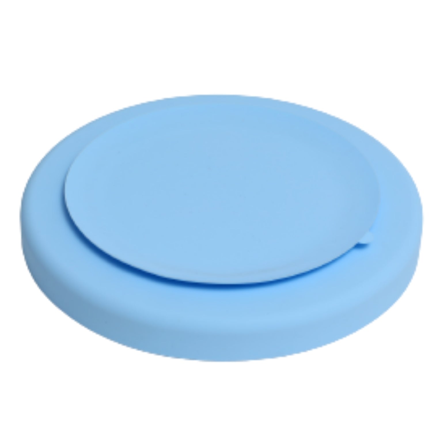 Blue circular object on a white background
