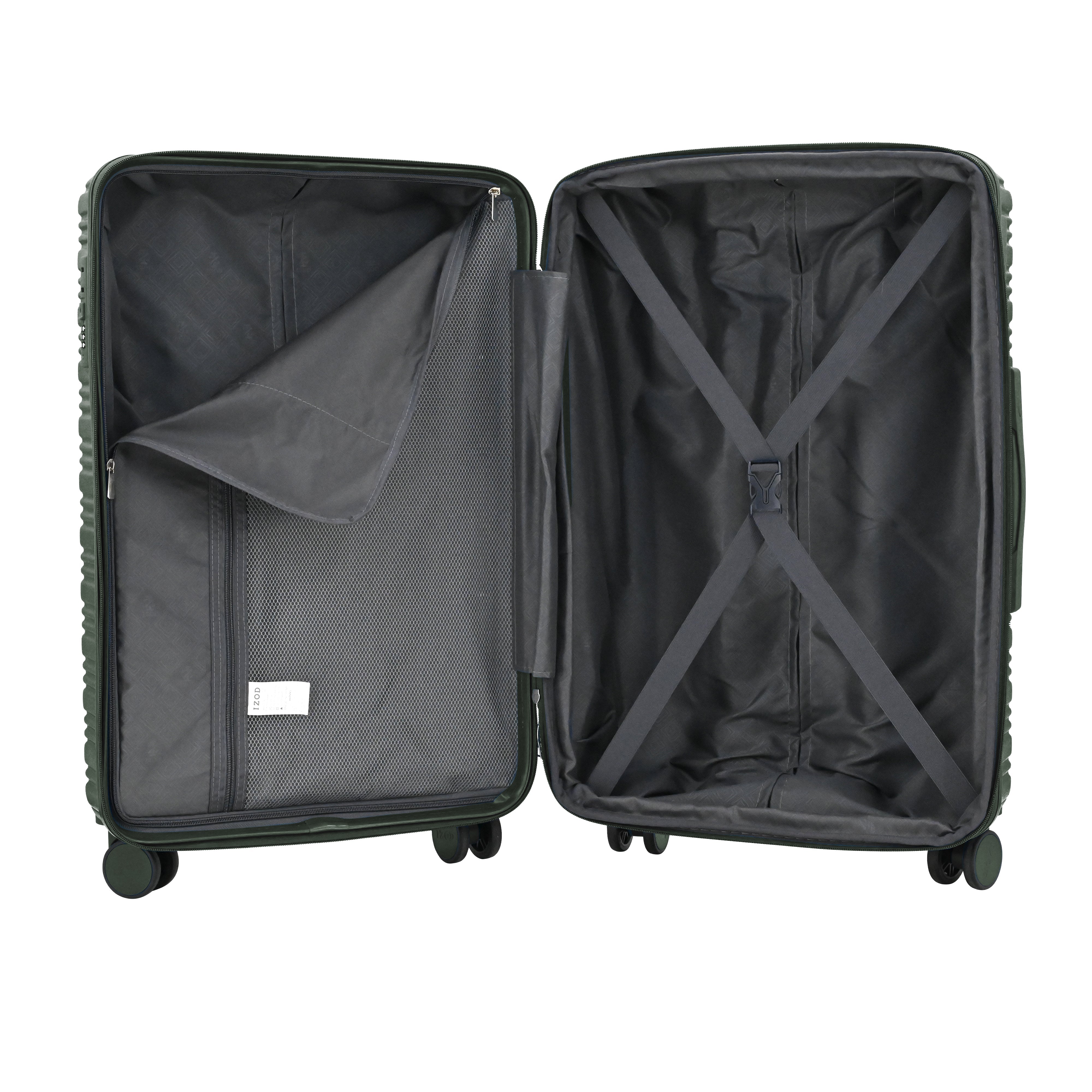 Black open suitcase on a white background