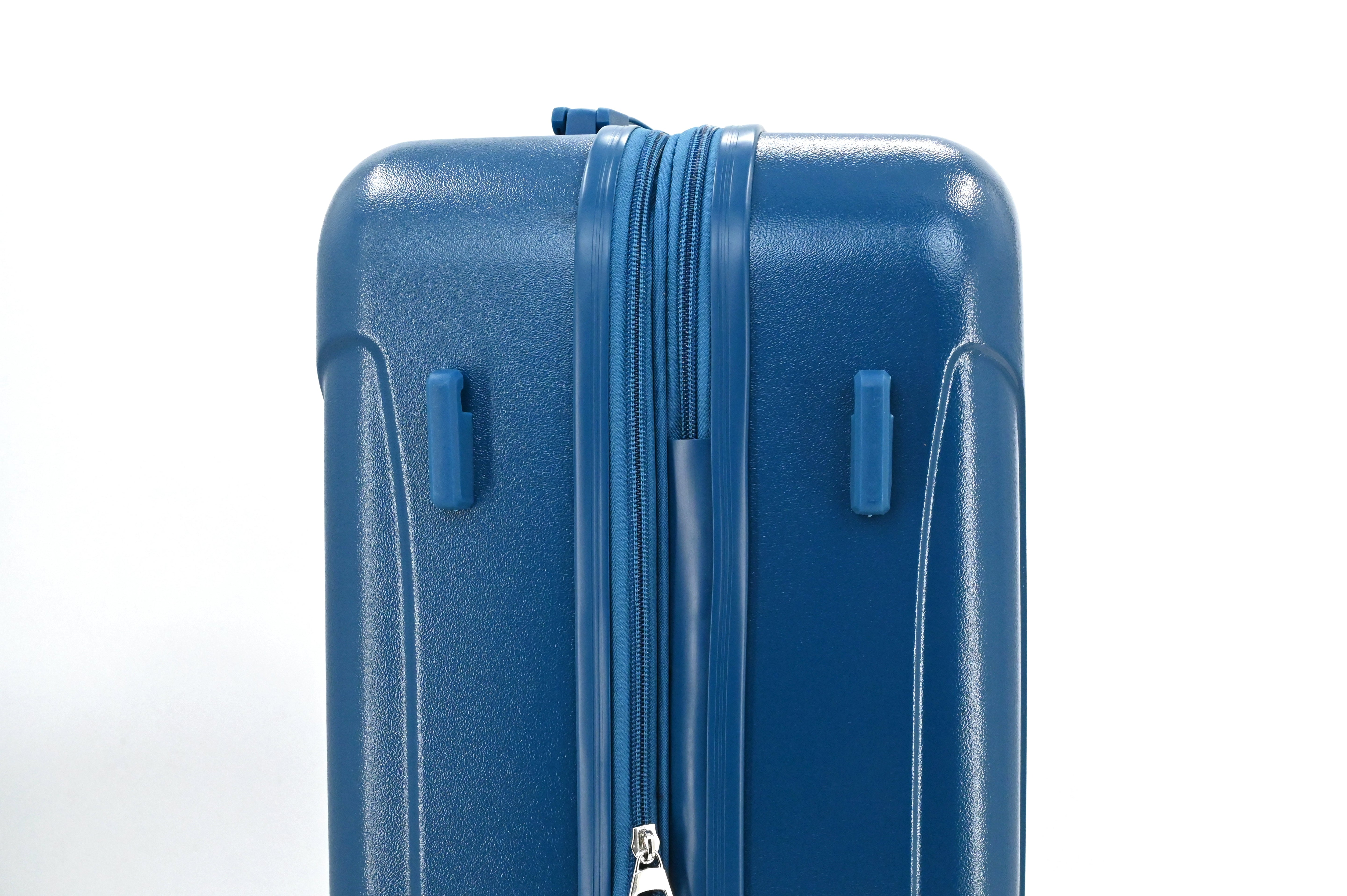 Blue suitcase on a white background