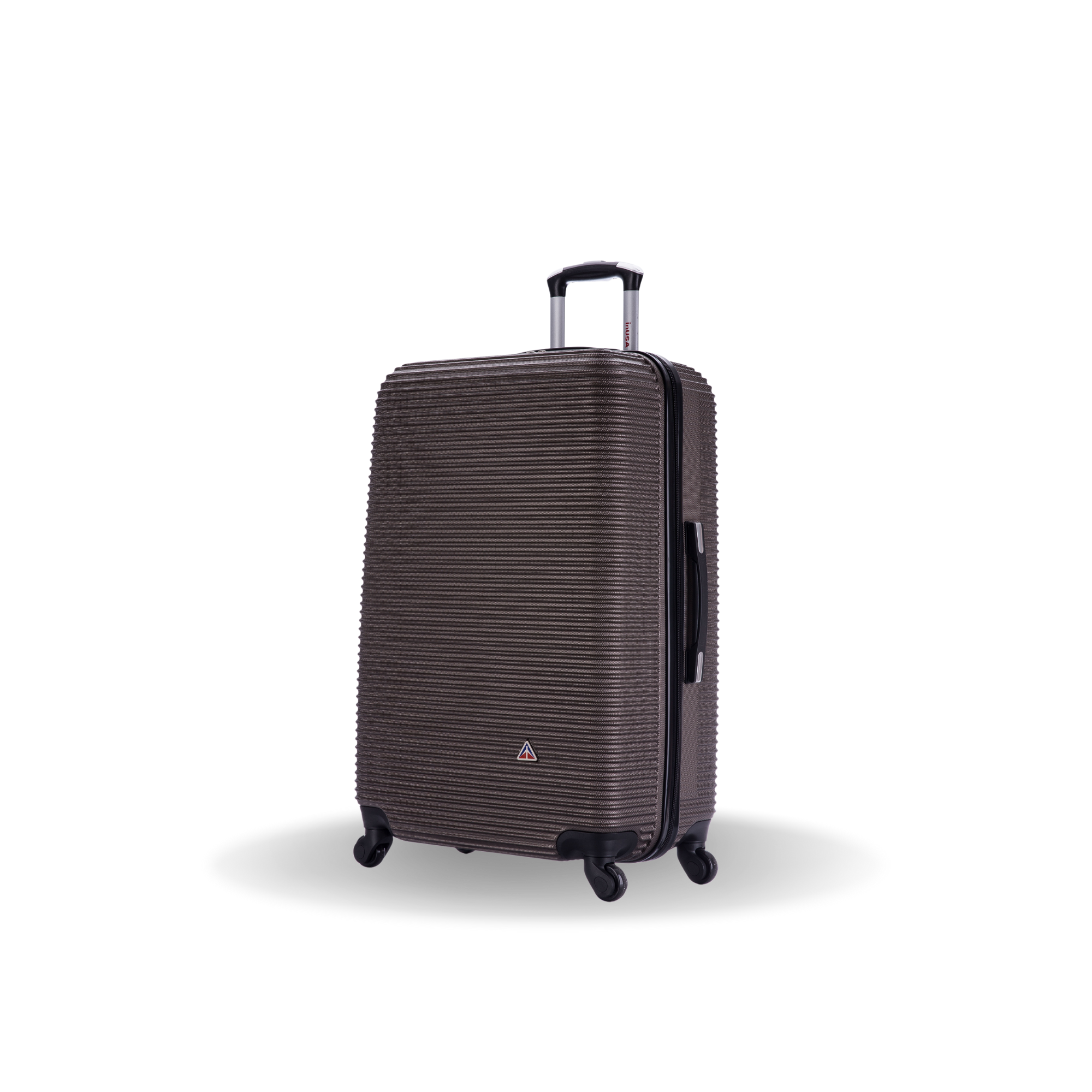 Brown suitcase with a textured surface on a white background