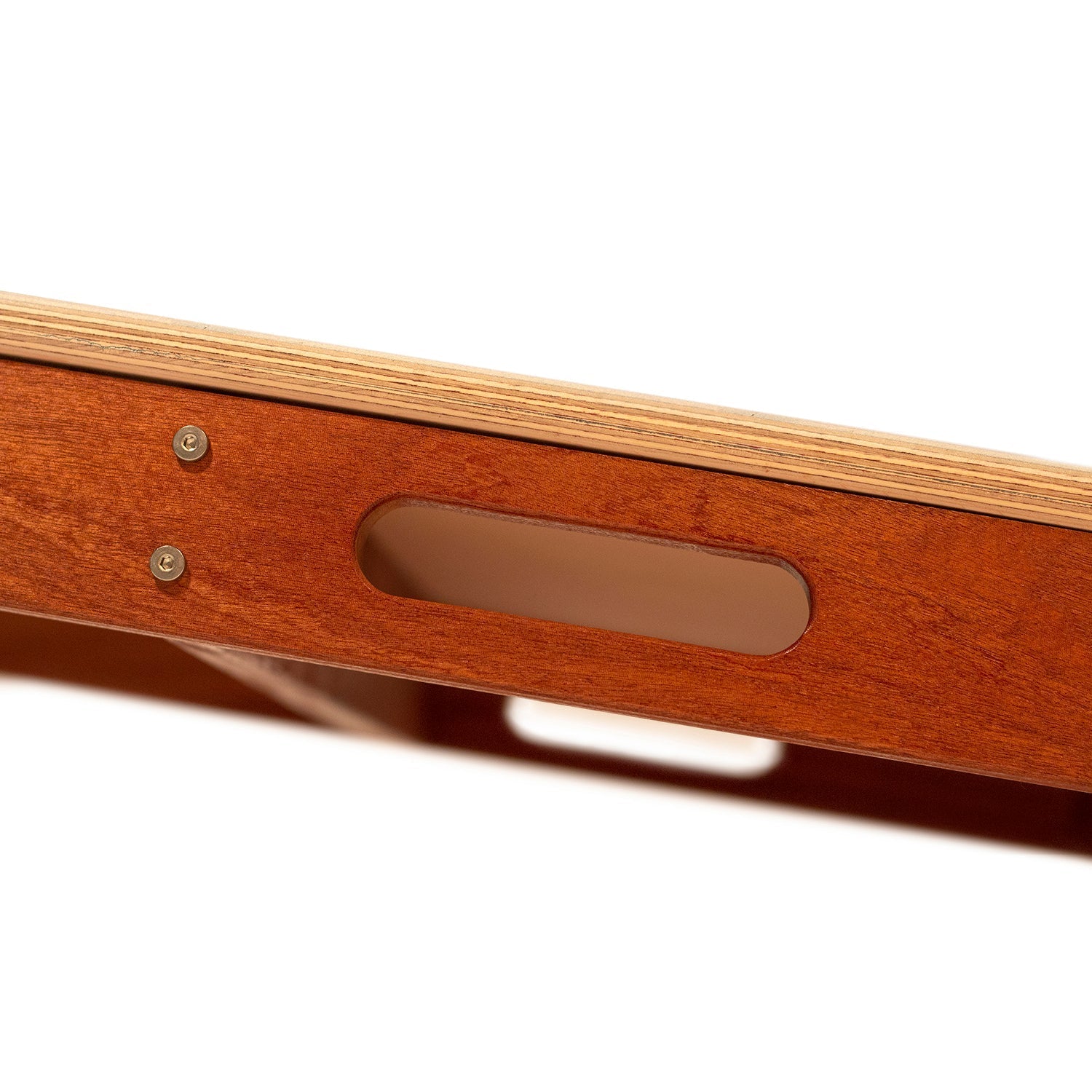 Wooden ruler with a clear plastic insert on a white background