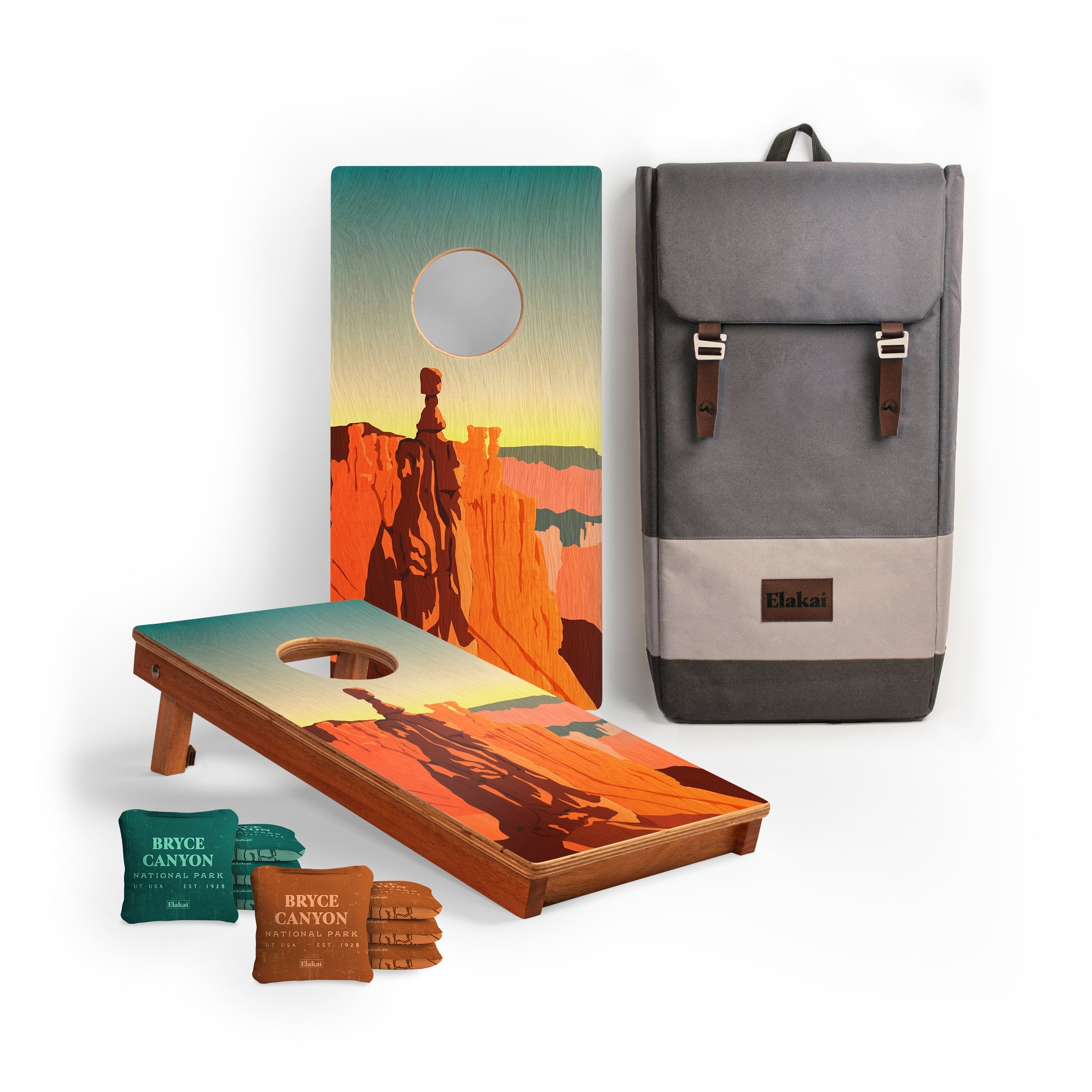Elakai Outdoor 1ft x 2ft Graphic Wood Travel Cornhole Set | National Parks Inspired Collection