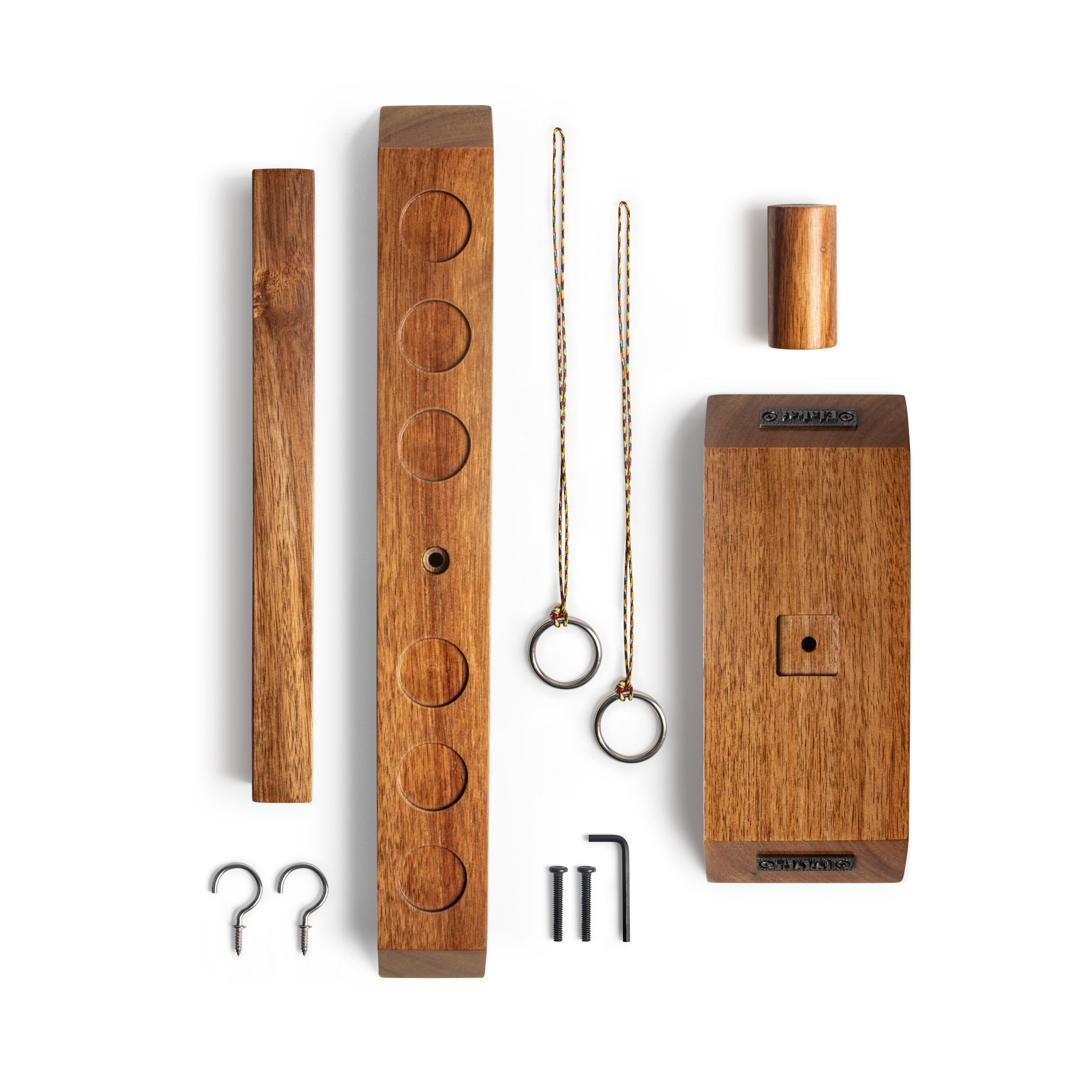 Wooden jewelry-making kit with tools and components on a white background