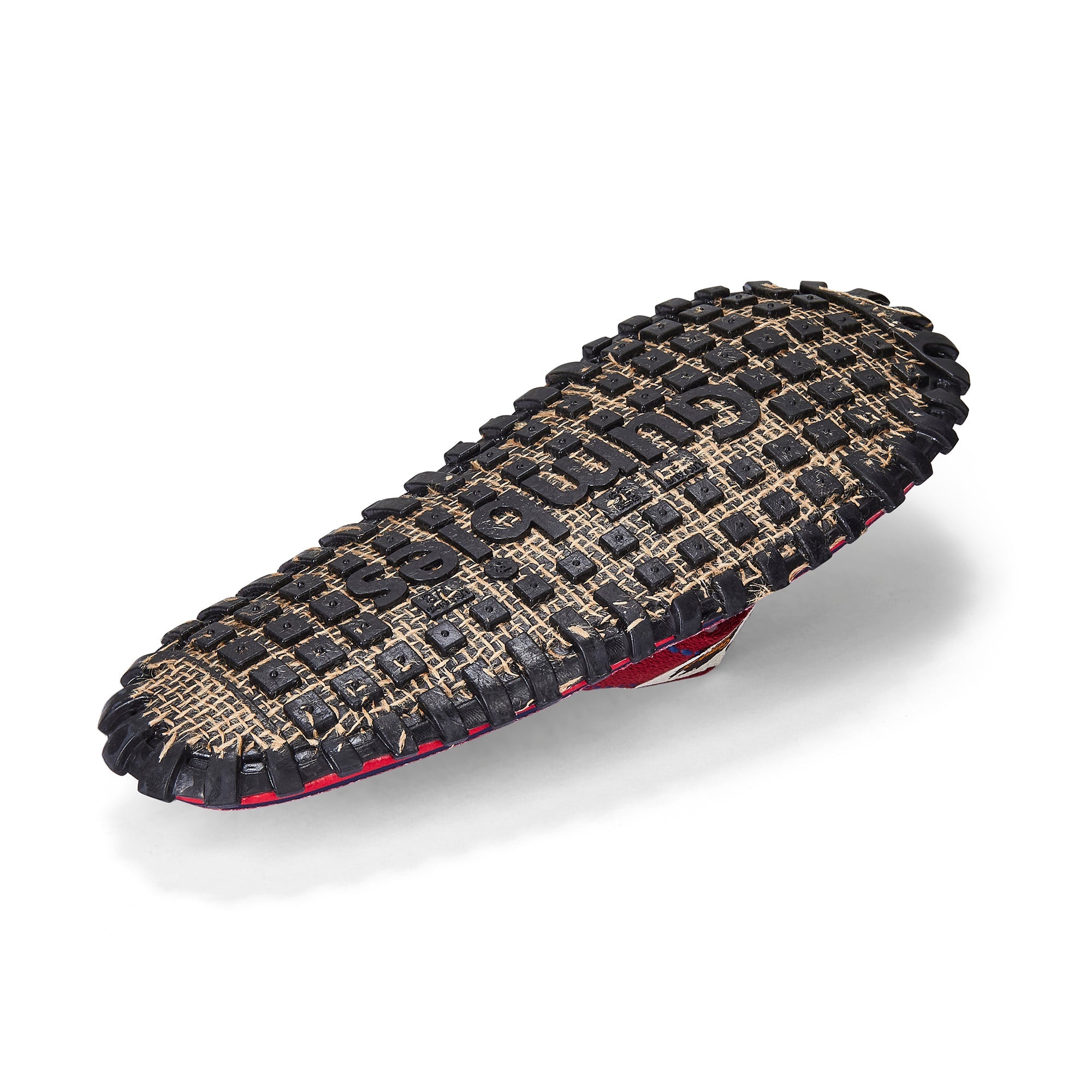 Textured shoe sole with a checkered pattern on a white background