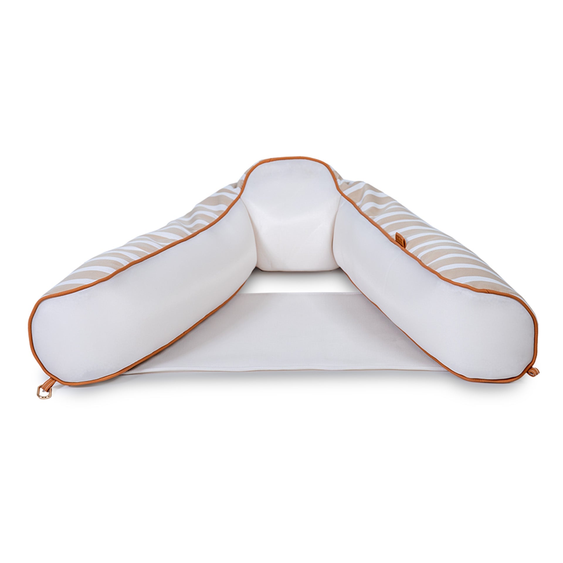 White and orange inflatable boat on a white background