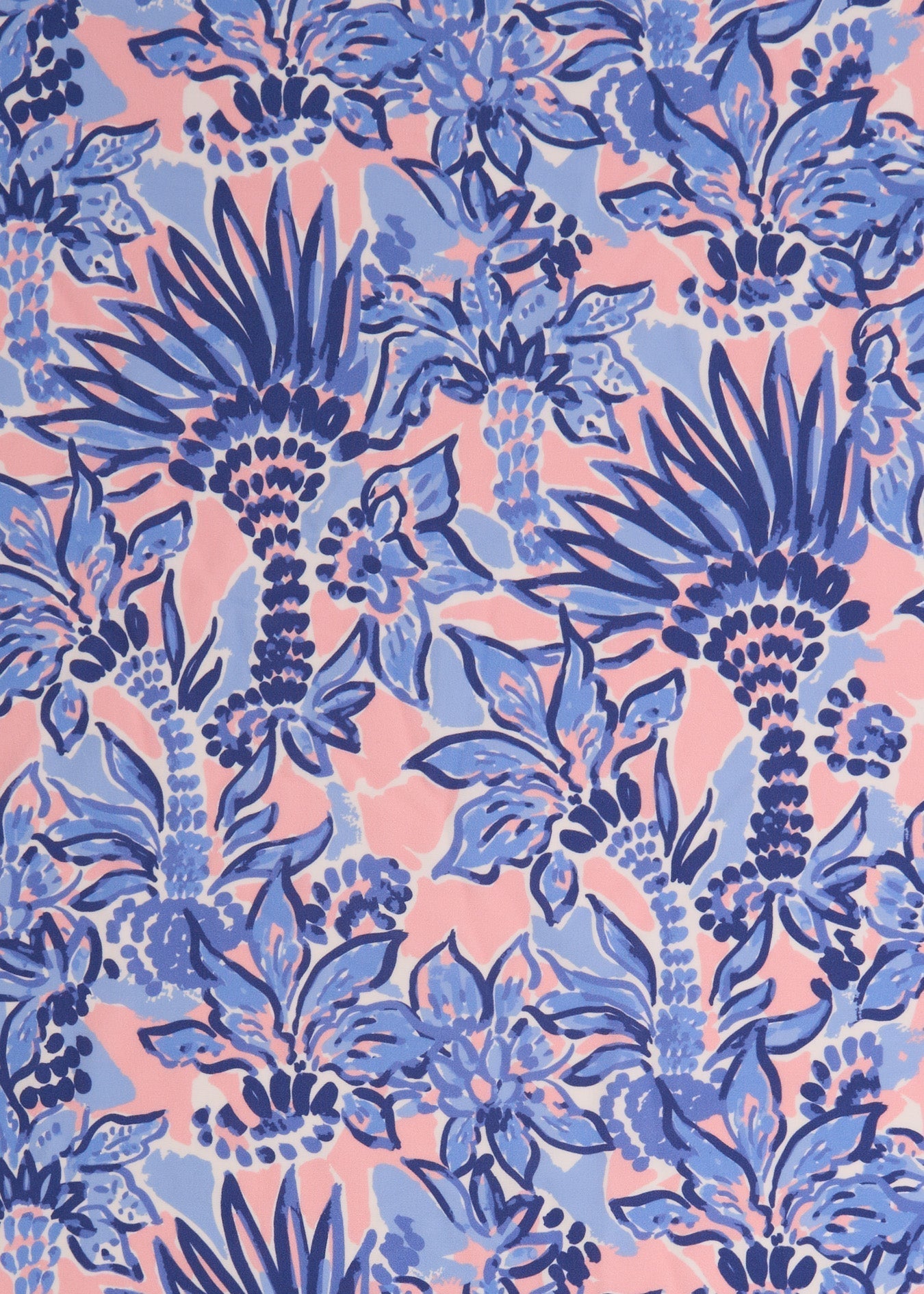 Blue floral pattern on a pink background