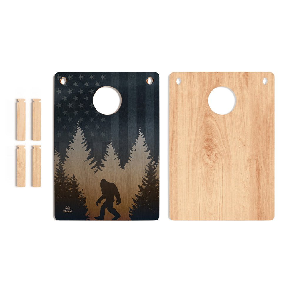 Two wooden boards with cut-out shapes on a white background
