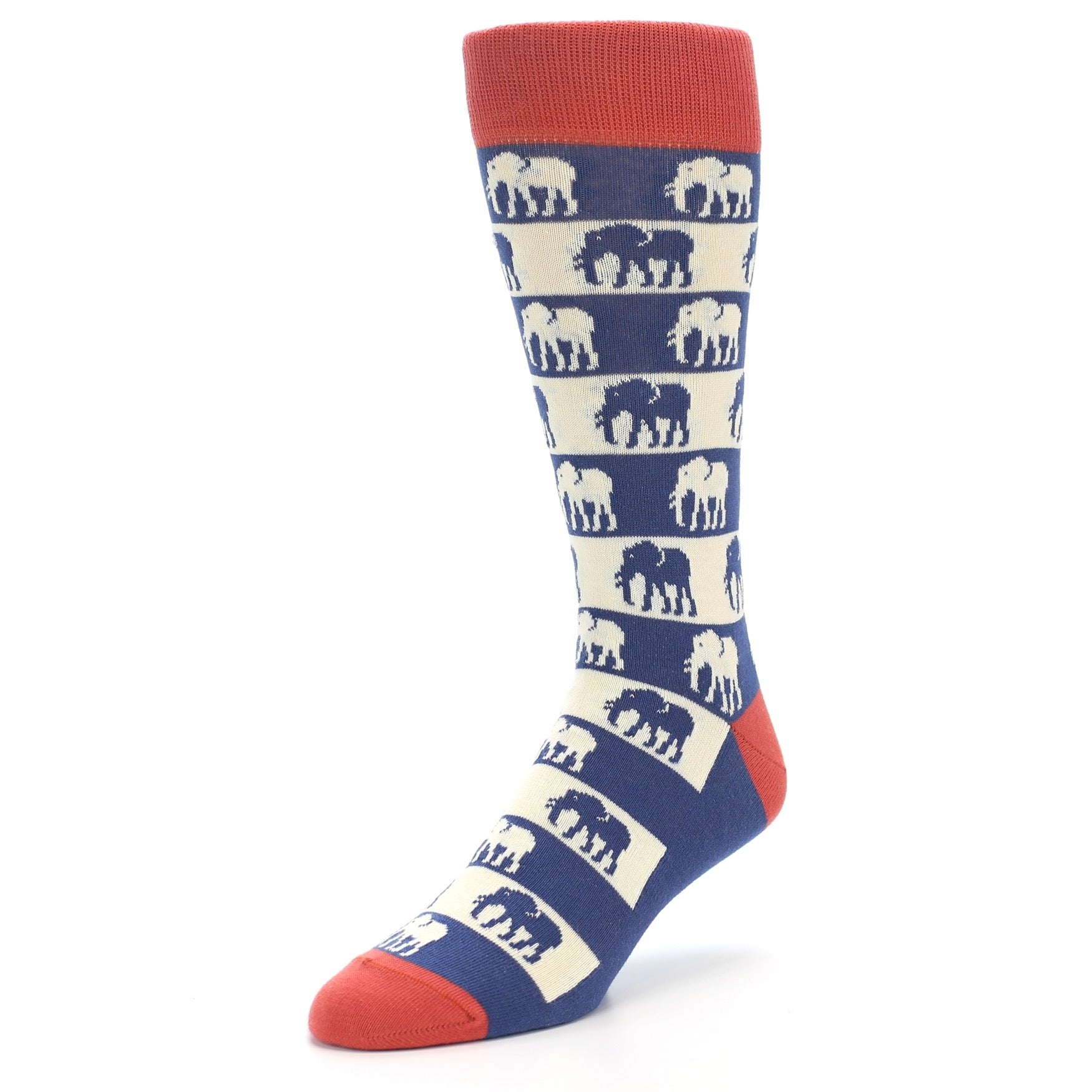 Sock with elephant pattern on a white background