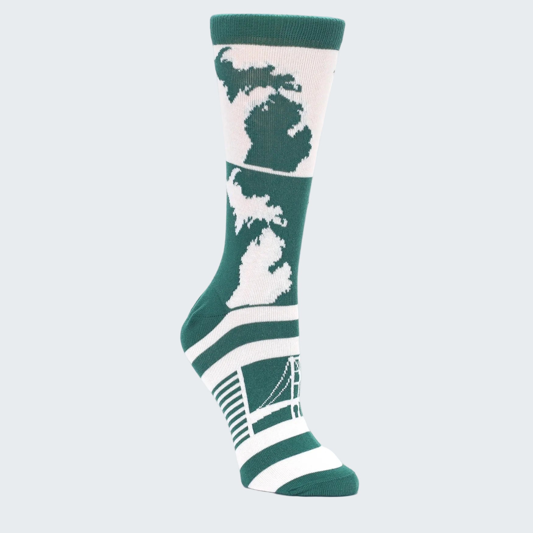 Socks with a map design on a white background