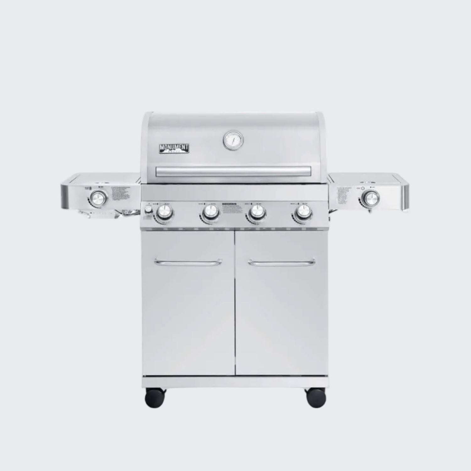 Stainless steel grill on a white background