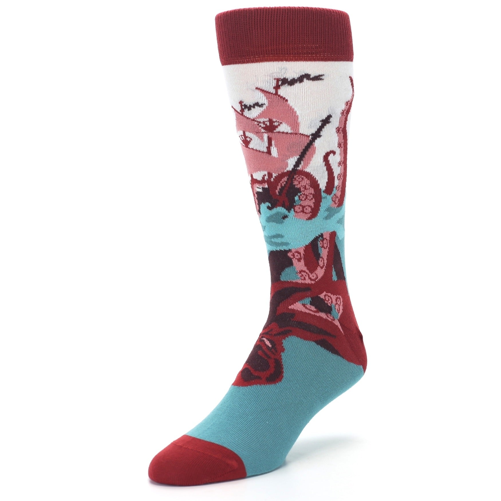 Colorful sock with artistic design on a white background