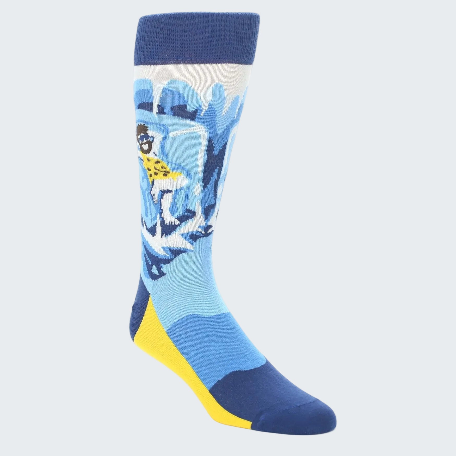 Colorful sock with a design on a white background