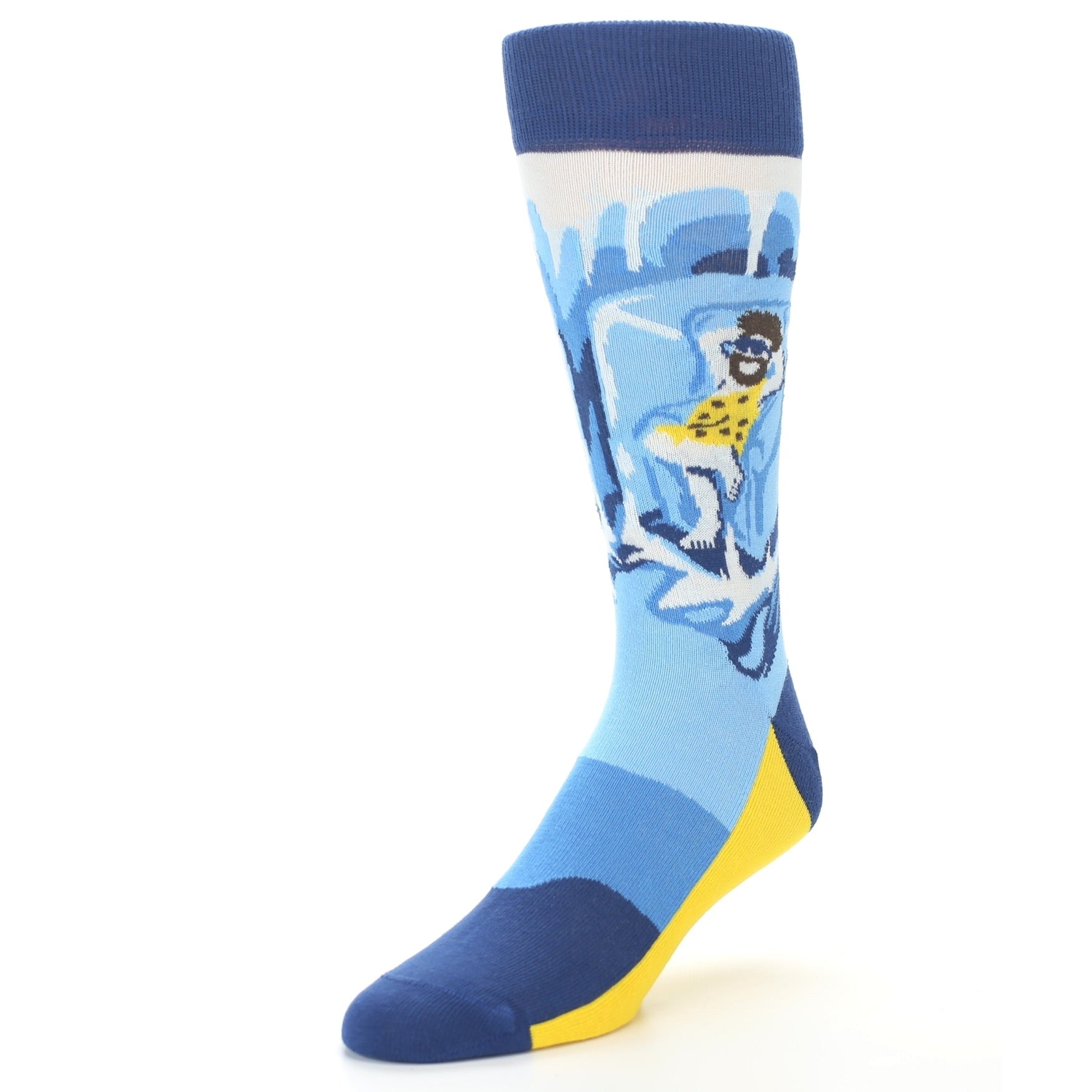 Colorful sock with a design on a white background