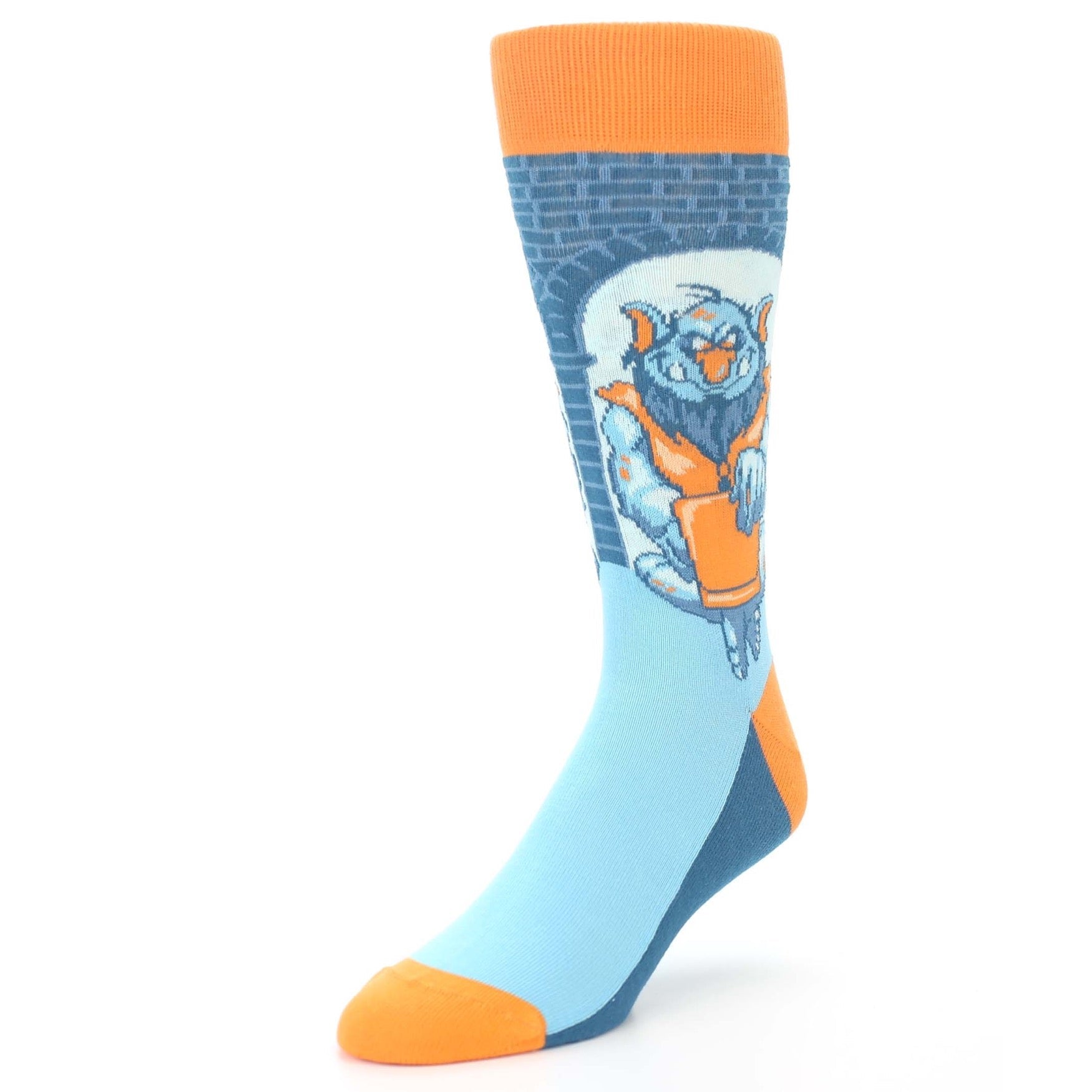 Sock with cartoon character design on a white background