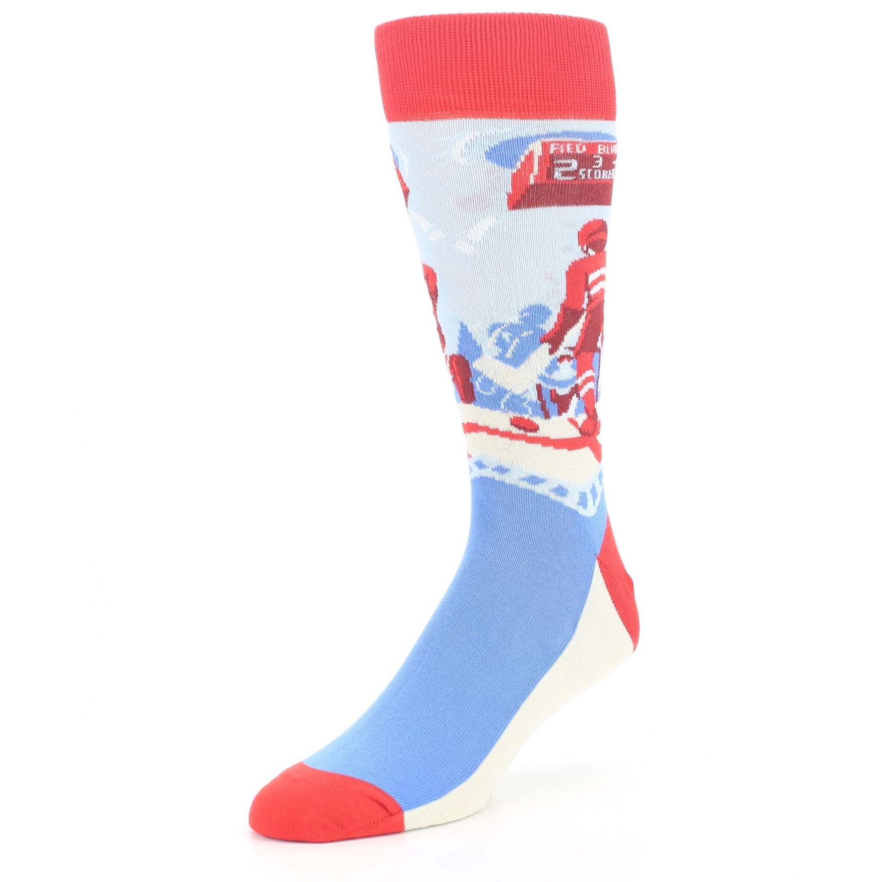 Colorful sock with a design on a white background