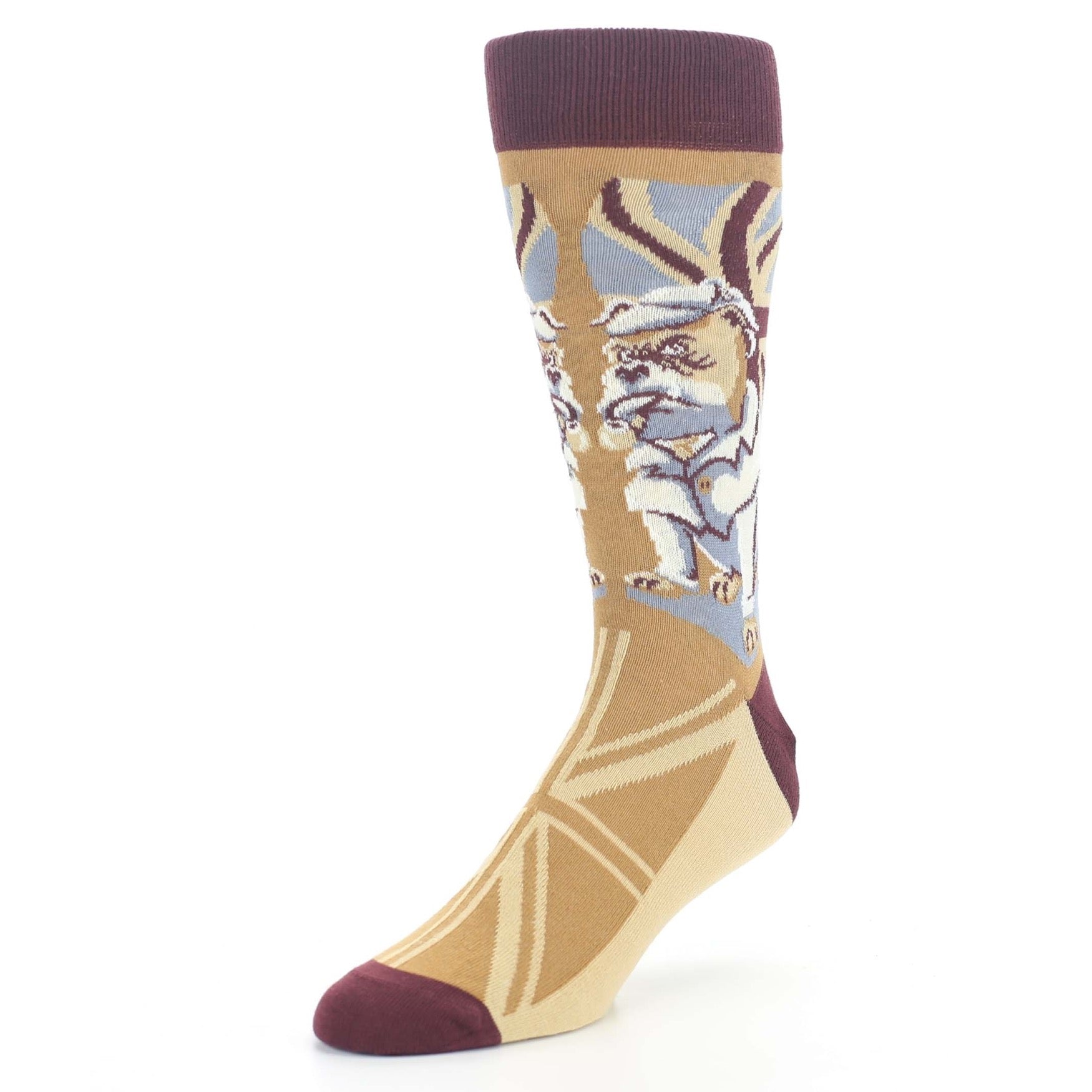 Sock with tiger design on a beige background