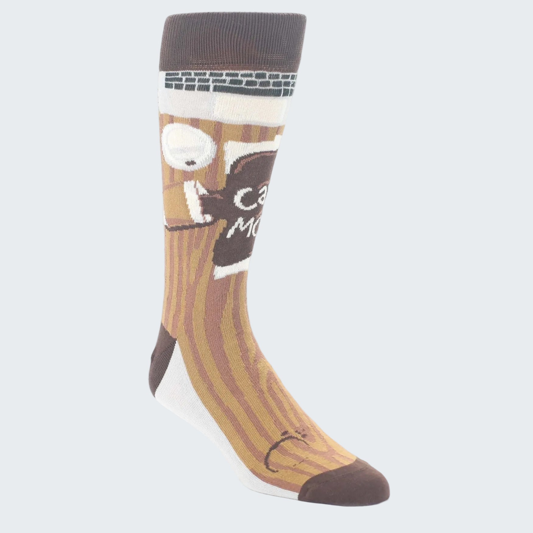 Sock with cartoon character design on a white background