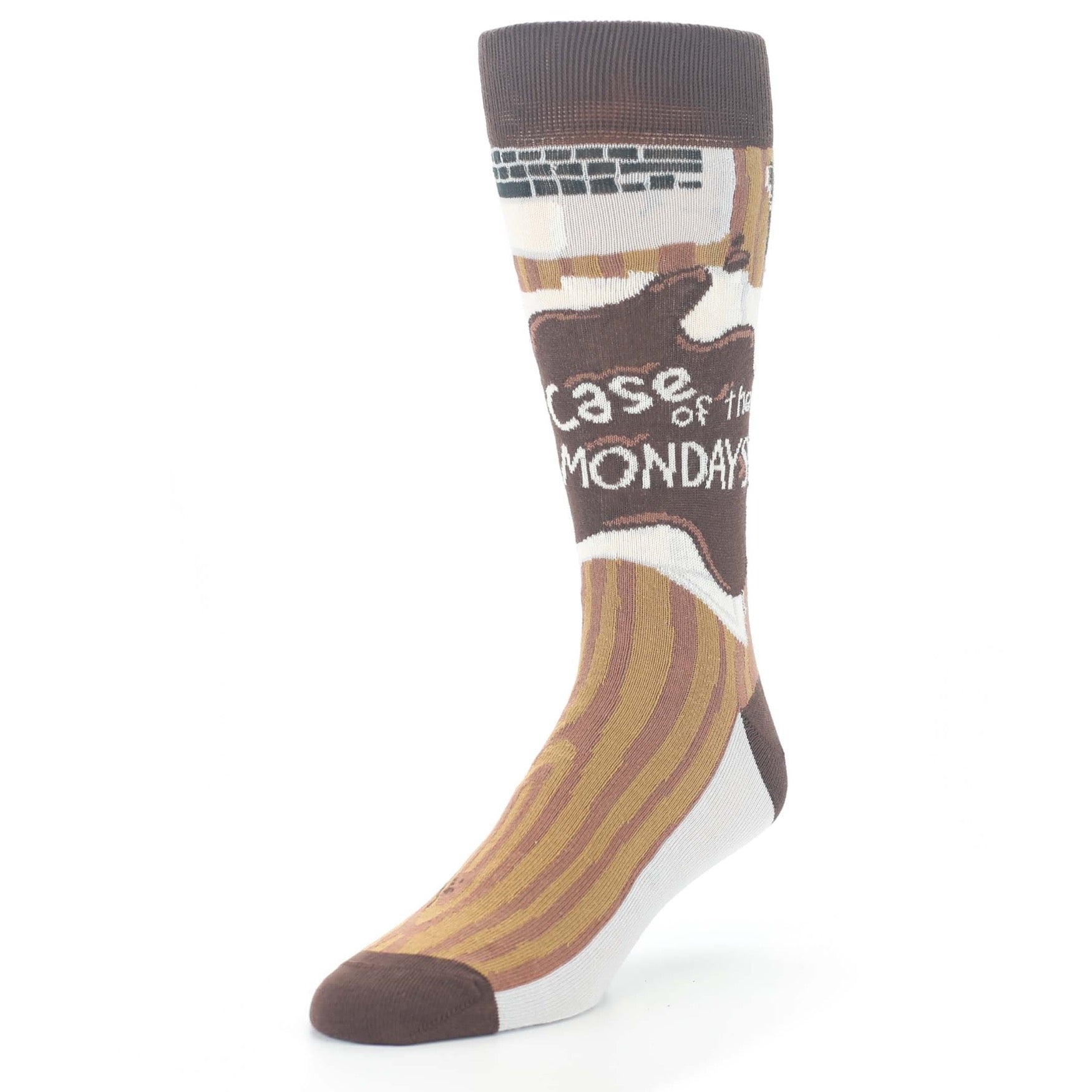 Sock with text 'Case of the Mondays' on a white background