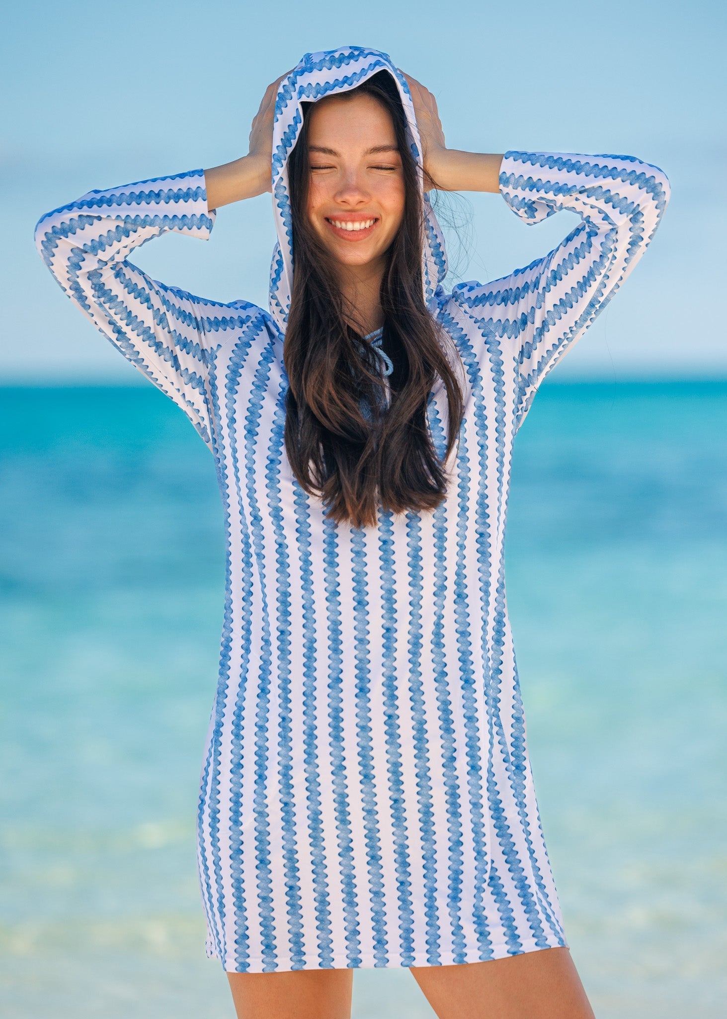 Cabana Life Harbor Lace Up Hooded Cover Up | UPF 50+ Beach Cover Up