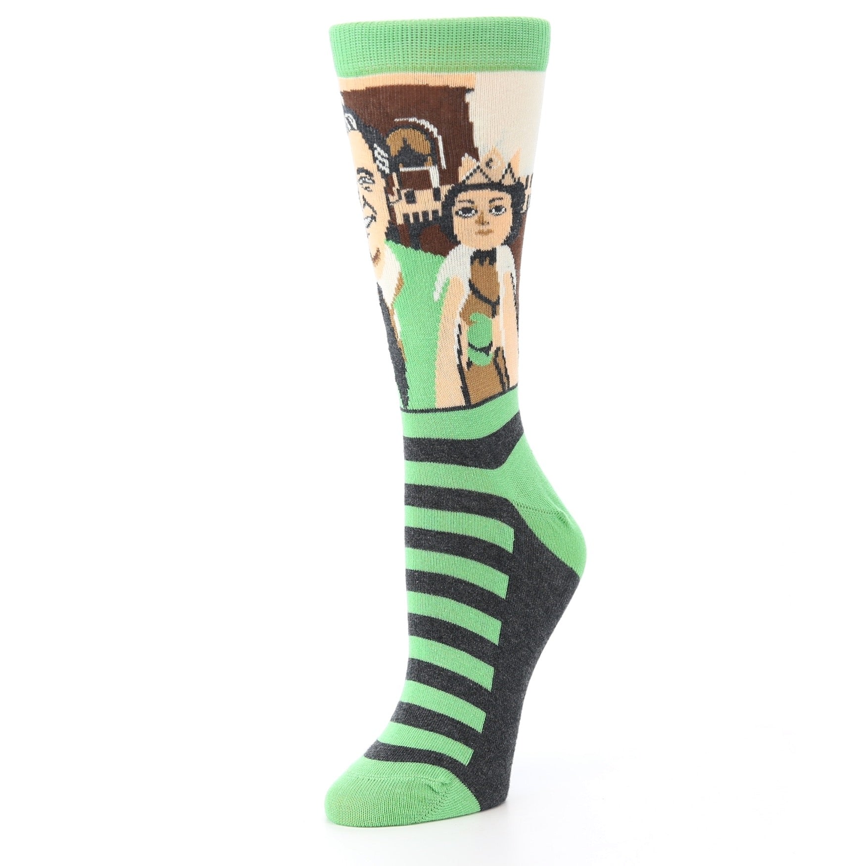 Sock with cartoon character design on a white background
