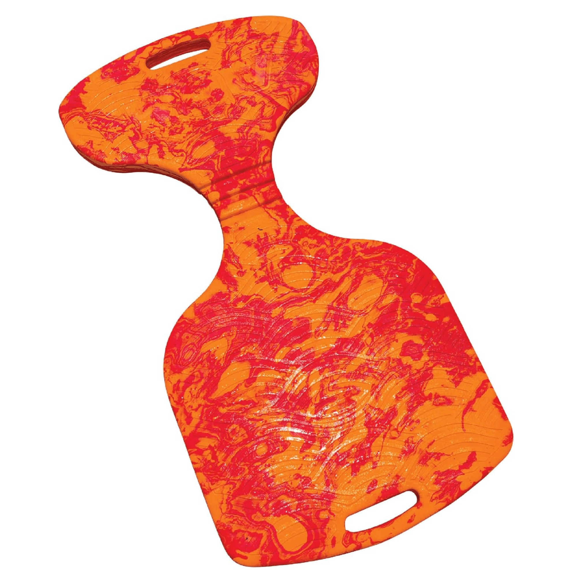 Orange and red marbled design on a white background